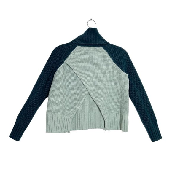 Madewell Colorblock Eastbrook Turtleneck Cross-Back Sweater in Green - Sz XXS - Picture 5 of 9